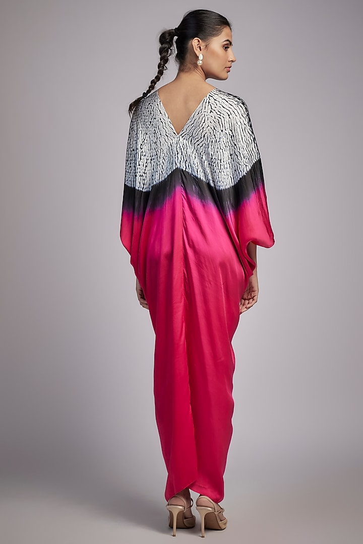 Pink Bemberg Satin Shibori Knotted Kaftan by Inca at Pernia's Pop Up Shop