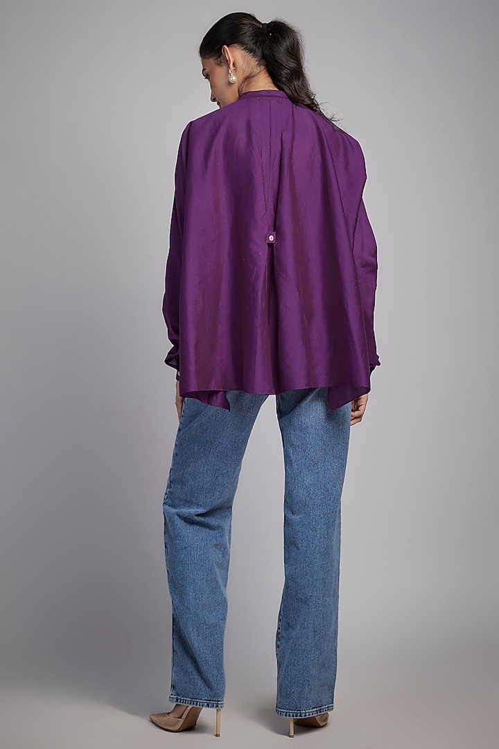 Purple Silk Chanderi Shibori Shirt by Inca at Pernia's Pop Up Shop