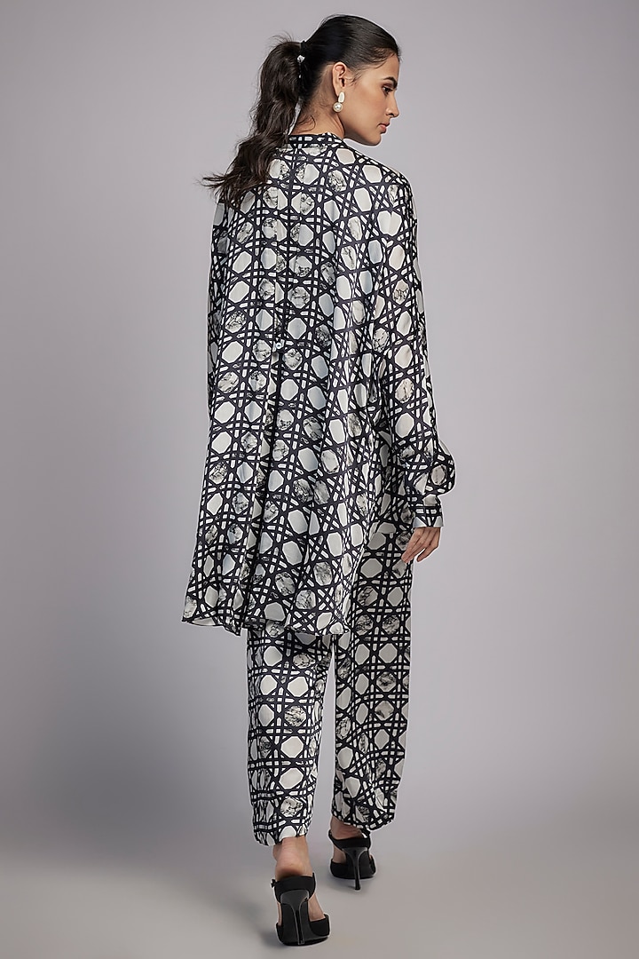 Black & White Bemberg Satin Digital Printed Co-Ord Set by Inca at Pernia's Pop Up Shop