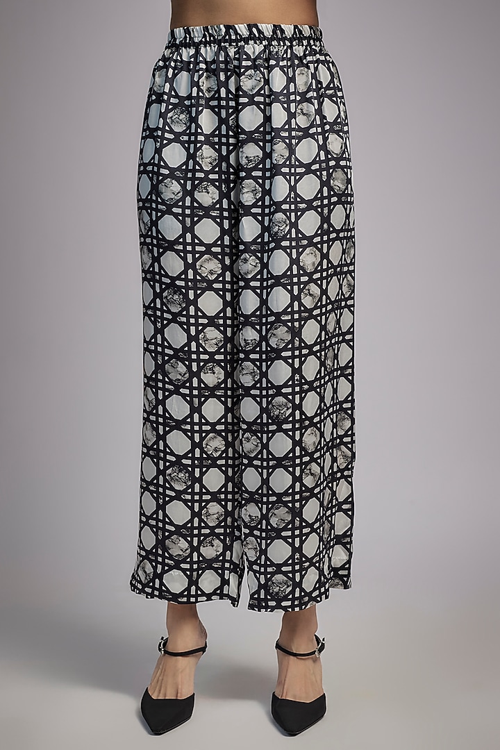 Black & White Bemberg Satin Digital Printed Co-Ord Set by Inca at Pernia's Pop Up Shop