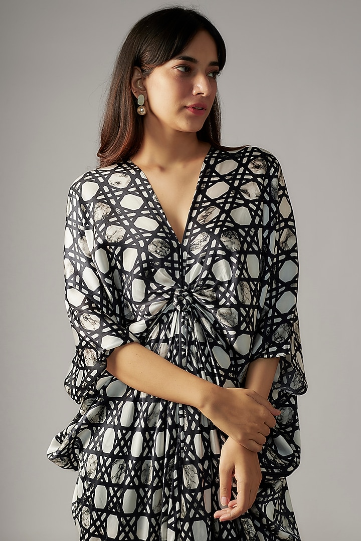 Black Bemberg Satin Knotted Kaftan by Inca at Pernia's Pop Up Shop