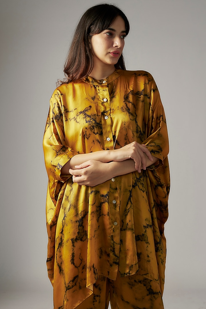 Mustard Bemberg Satin Marble Co-Ord Set by Inca at Pernia's Pop Up Shop