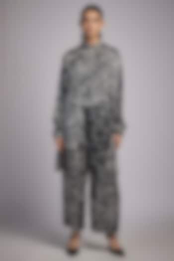 Black & White Bemberg Satin Digital Printed Co-Ord Set by Inca at Pernia's Pop Up Shop