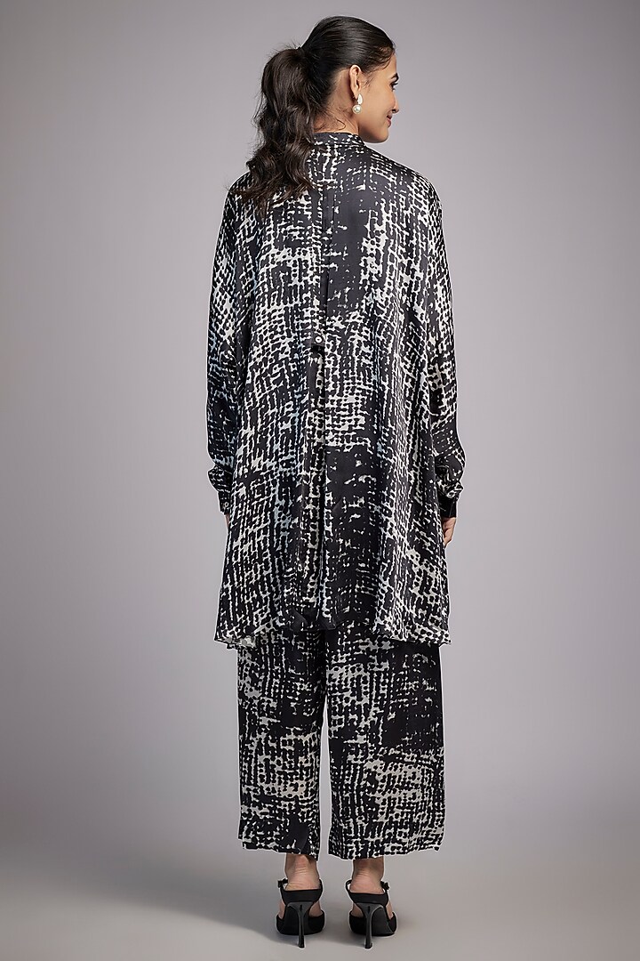 Black & White Bemberg Satin Digital Printed Co-Ord Set by Inca at Pernia's Pop Up Shop
