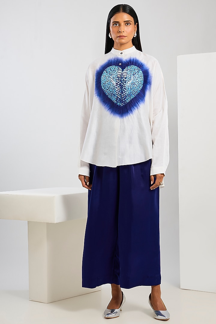 Blue Bamberg Satin Trousers by Inca at Pernia's Pop Up Shop