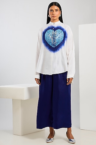 Blue Bamberg Satin Trousers by Inca