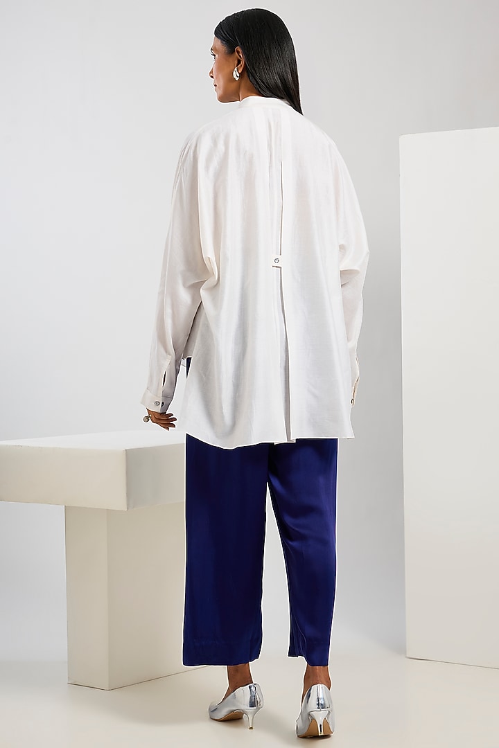 Blue Bamberg Satin Trousers by Inca at Pernia's Pop Up Shop