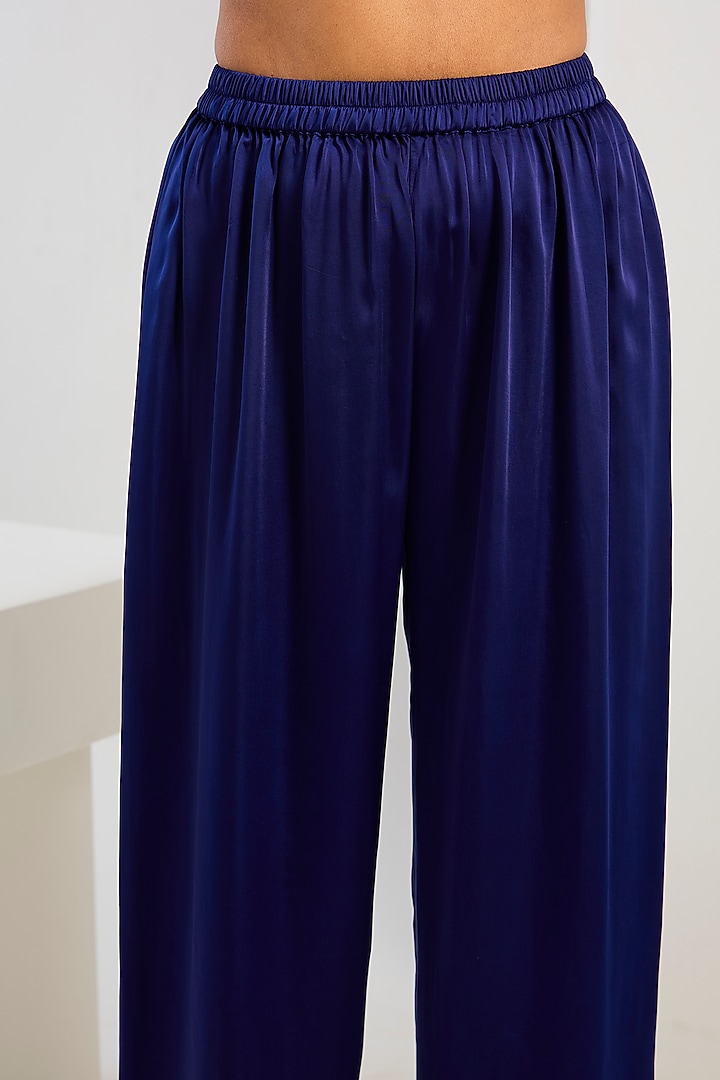 Blue Bamberg Satin Trousers by Inca at Pernia's Pop Up Shop