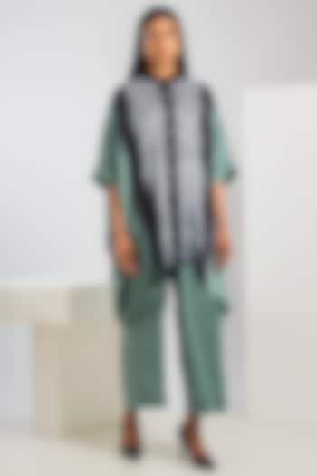 Blue Bamberg Satin Trousers by Inca at Pernia's Pop Up Shop