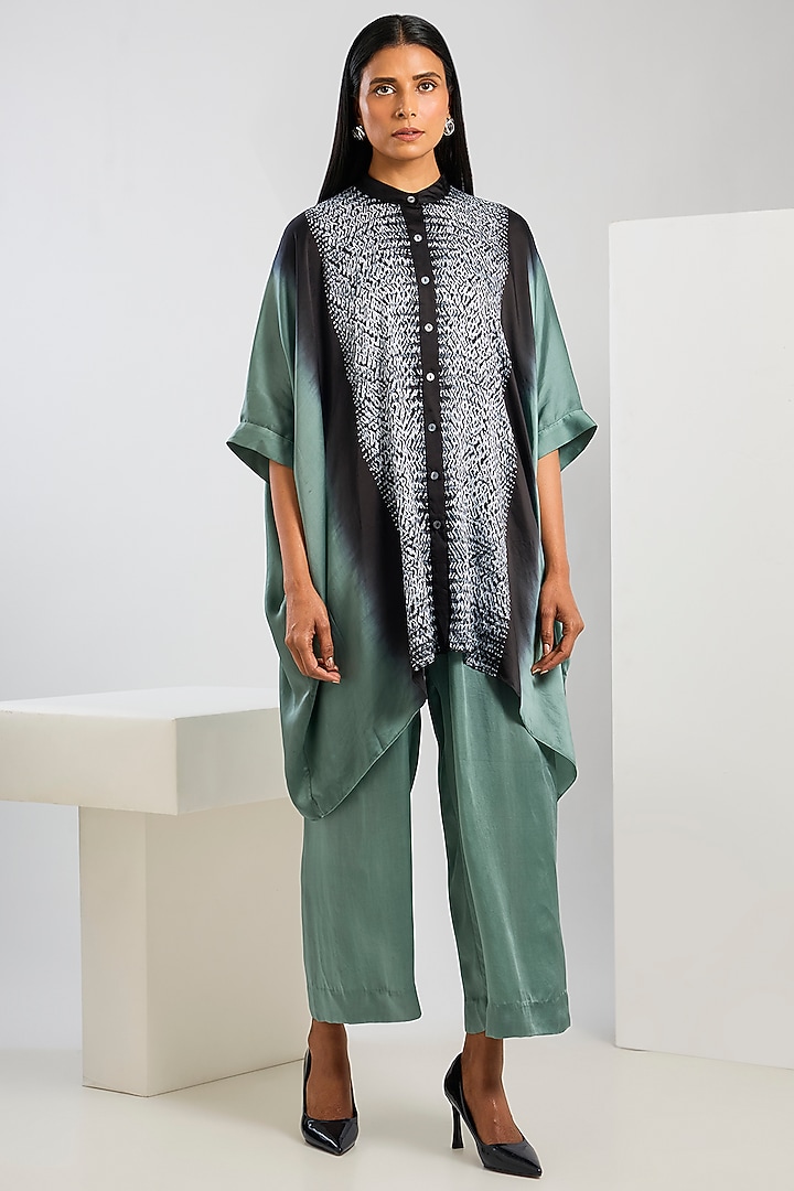 Blue Bamberg Satin Trousers by Inca at Pernia's Pop Up Shop