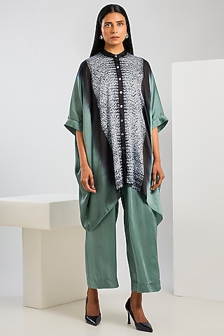 Blue Bamberg Satin Trousers by Inca