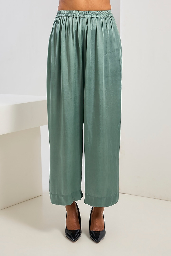 Blue Bamberg Satin Trousers by Inca at Pernia's Pop Up Shop