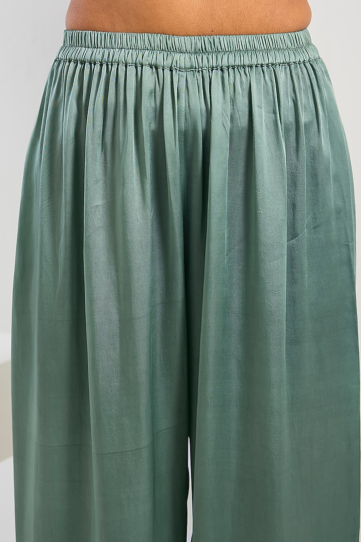 Blue Bamberg Satin Trousers by Inca at Pernia's Pop Up Shop