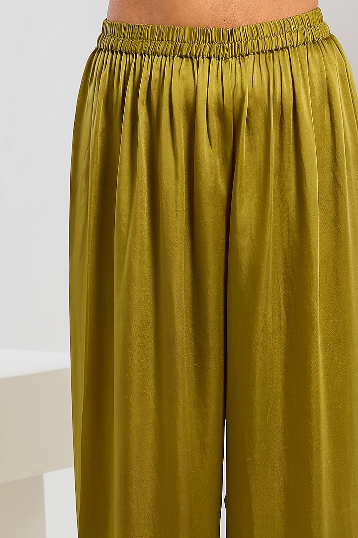 Yellow Bamberg Satin Trousers by Inca at Pernia's Pop Up Shop