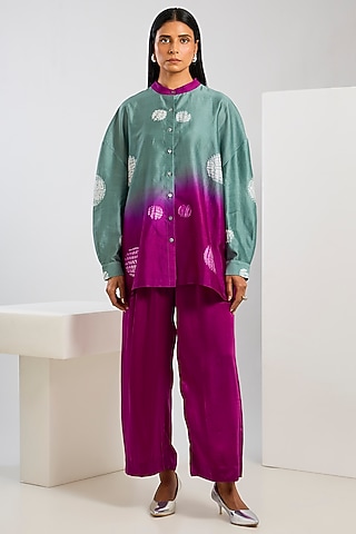Wine Bamberg Satin Trousers by Inca