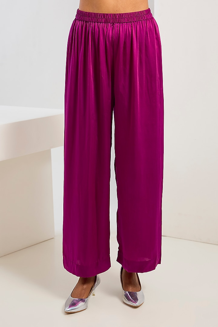 Wine Bamberg Satin Trousers by Inca at Pernia's Pop Up Shop