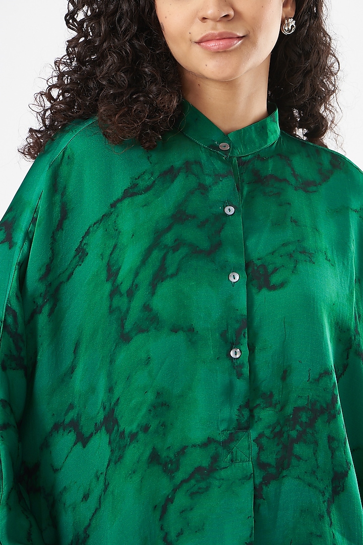 Green Bemberg Satin Shirt by Inca