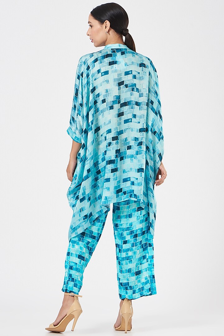 Blue Bemberg Satin Poncho by Inca at Pernia's Pop Up Shop