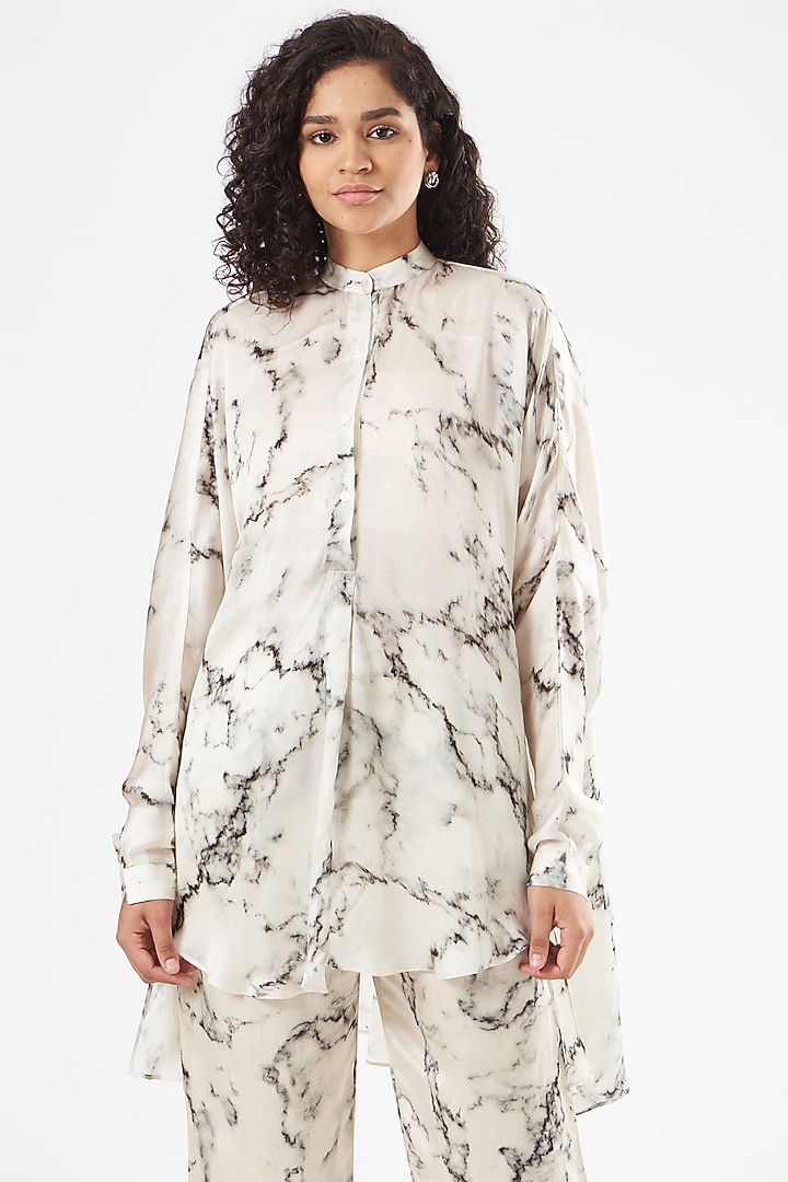 White Bamberg Satin Shirt by Inca at Pernia's Pop Up Shop