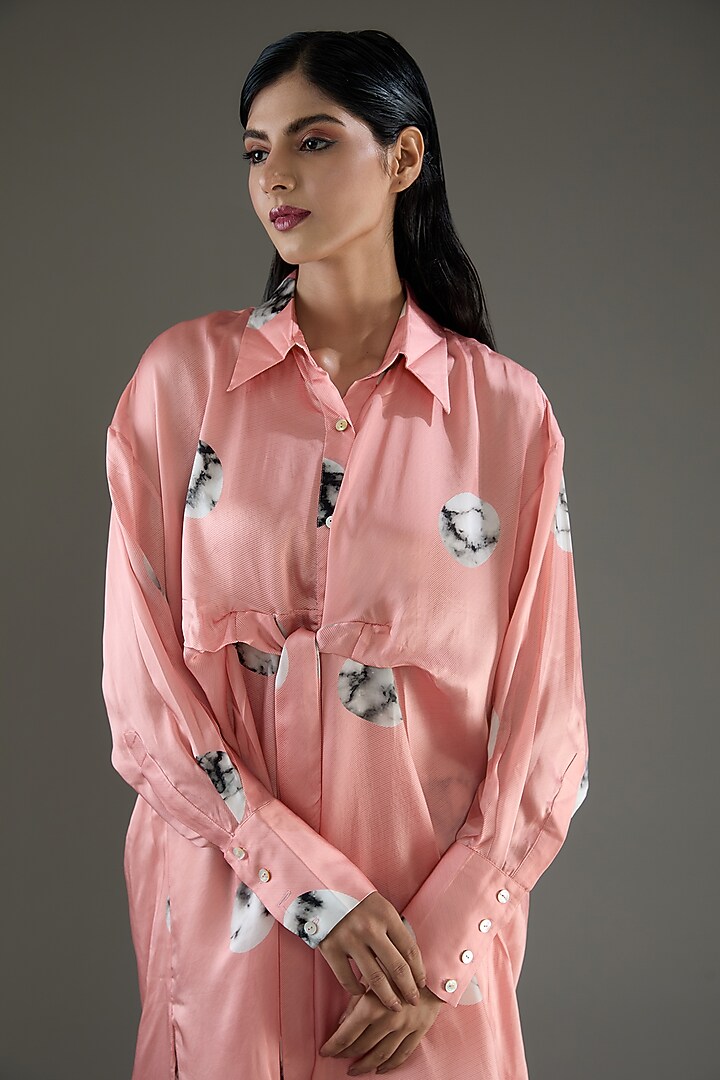 Pink & White Bemberg Satin Digital Printed Co-Ord Set by Inca at Pernia's Pop Up Shop