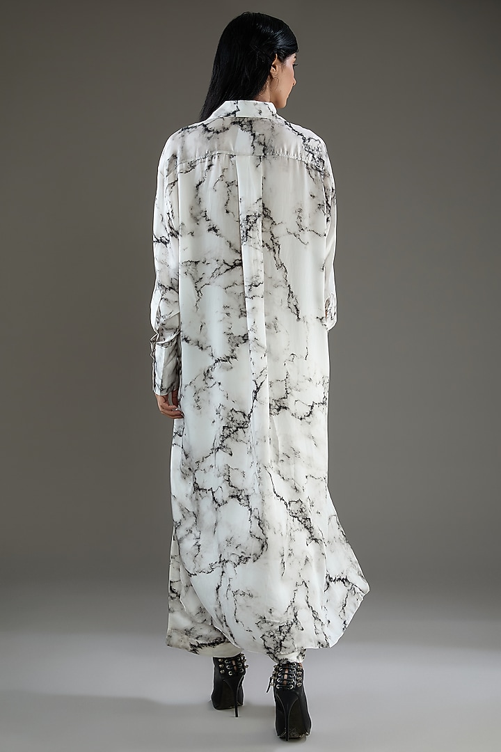 White Bemberg Satin Digital Printed Co-Ord Set by Inca at Pernia's Pop Up Shop
