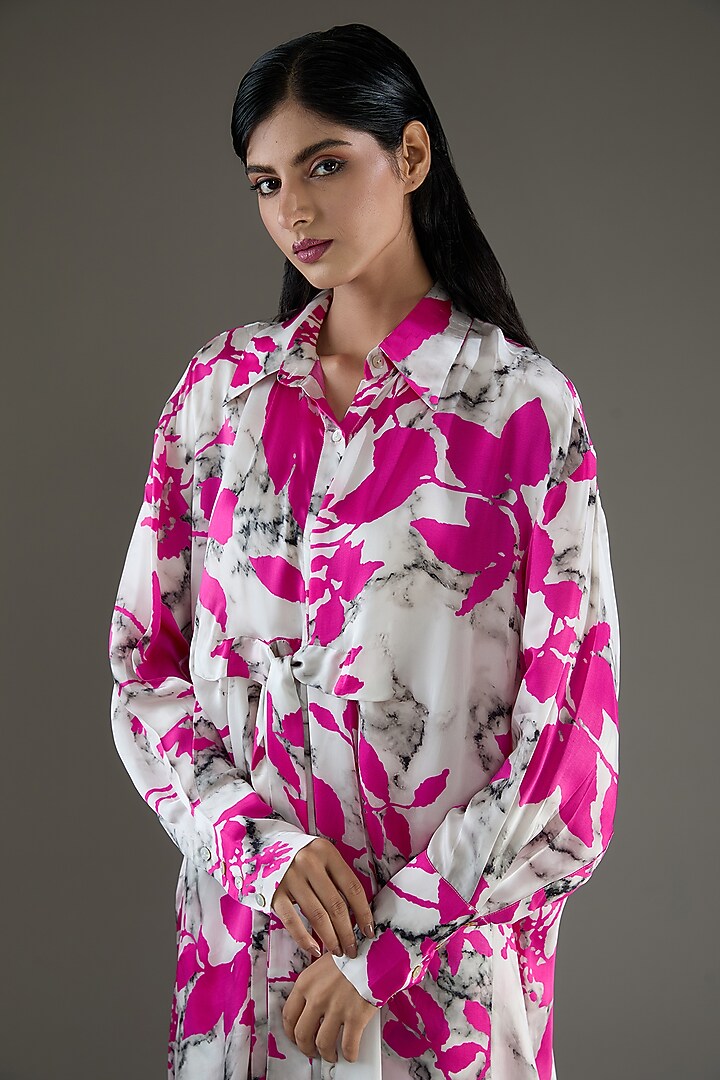 Pink Bemberg Satin Digital Printed Co-Ord Set by Inca at Pernia's Pop Up Shop