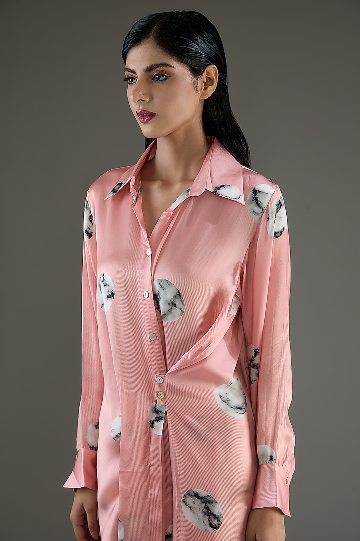 Pink & White Bemberg Satin Digital Printed Co-Ord Set by Inca at Pernia's Pop Up Shop