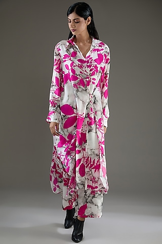 Pink Bemberg Satin Digital Printed Co-Ord Set by Inca