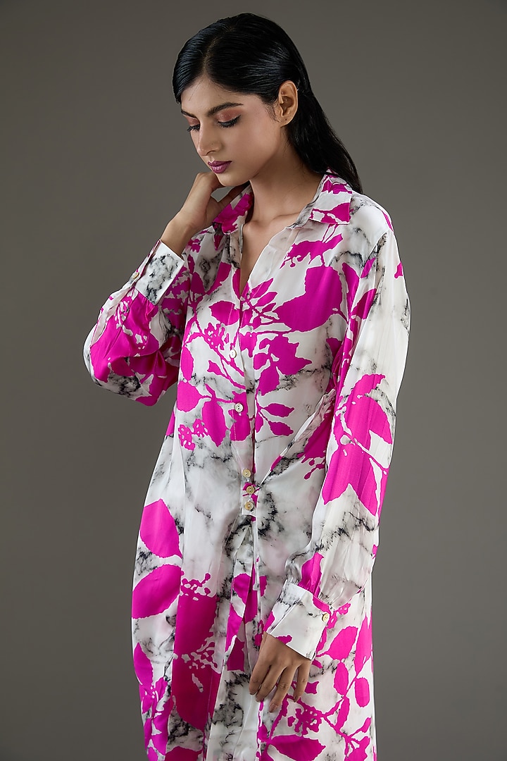 Pink Bemberg Satin Digital Printed Co-Ord Set by Inca at Pernia's Pop Up Shop