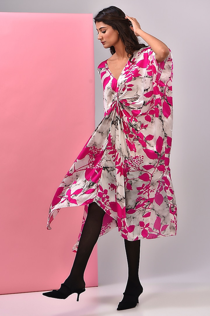 Pink Bemberg Satin Digital Printed Kaftan by Inca at Pernia's Pop Up Shop