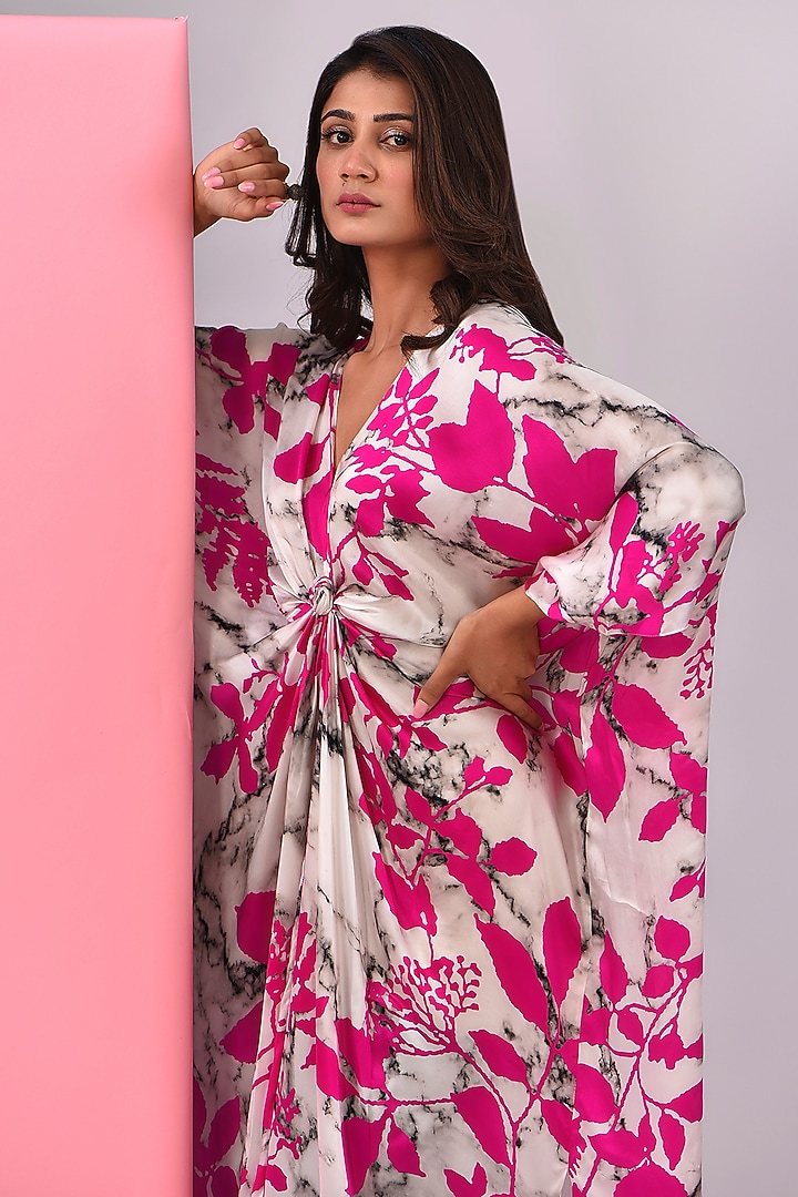 Pink Bemberg Satin Digital Printed Kaftan by Inca at Pernia's Pop Up Shop