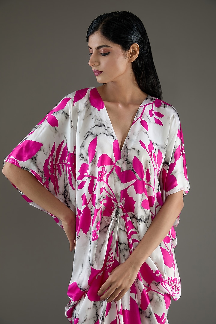 Pink Bemberg Satin Digital Printed Kaftan by Inca at Pernia's Pop Up Shop