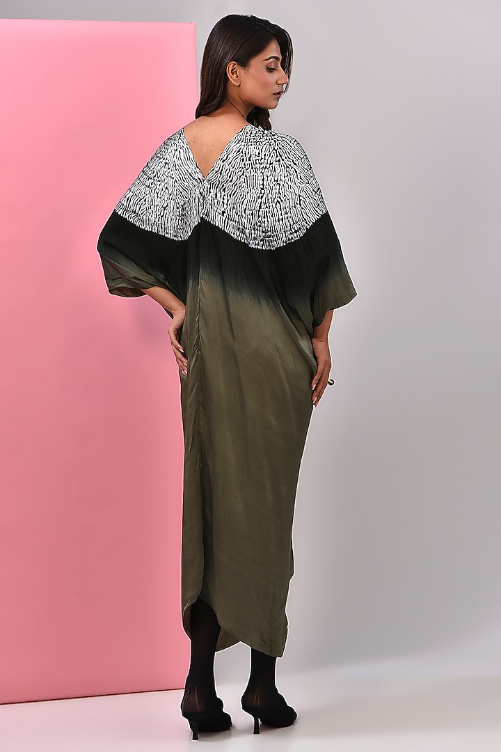 Grey Bemberg Satin Shibori Printed Kaftan by Inca at Pernia's Pop Up Shop