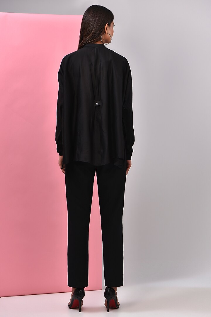 Black Chanderi Shibori Printed Shirt by Inca at Pernia's Pop Up Shop