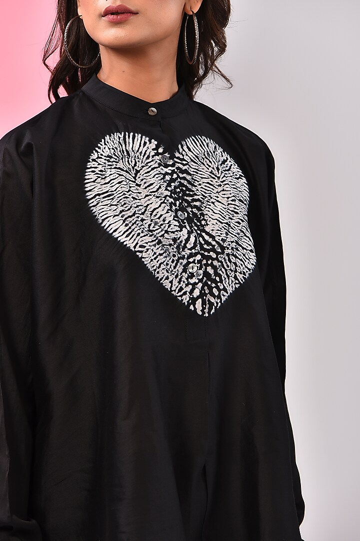 Black Chanderi Shibori Printed Shirt by Inca at Pernia's Pop Up Shop