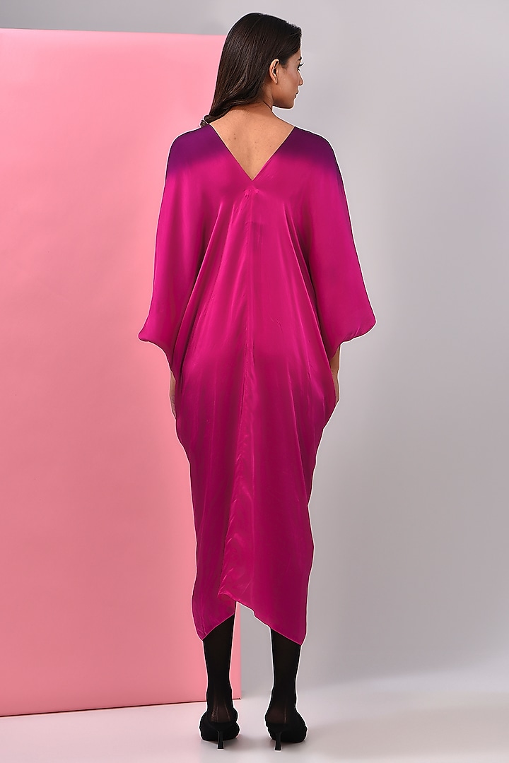 Pink & Purple Bemberg Satin Tie-Dye Printed Kaftan by Inca at Pernia's Pop Up Shop
