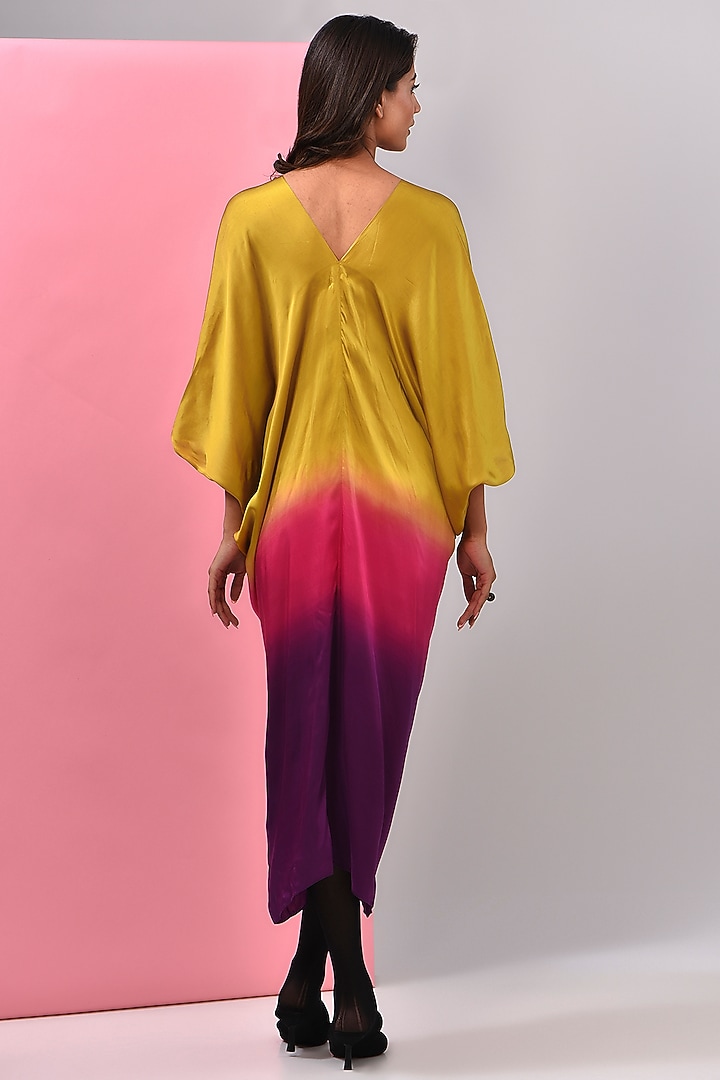Multi-Colored Bemberg Satin Ombre Kaftan by Inca at Pernia's Pop Up Shop