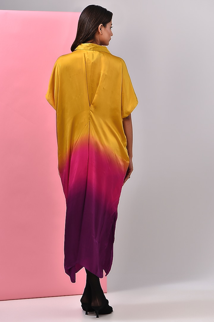 Multi-Colored Bemberg Satin Ombre Cinched Shirt by Inca at Pernia's Pop Up Shop