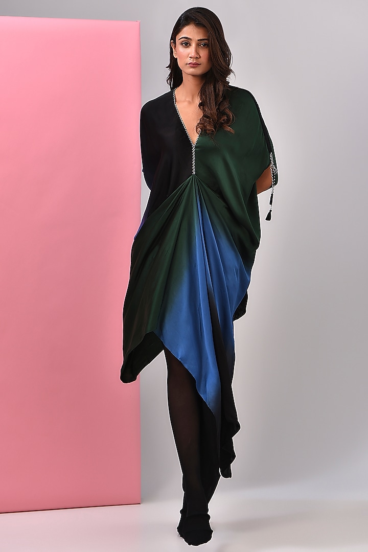 Green Bemberg Satin Ombre Dress by Inca at Pernia's Pop Up Shop