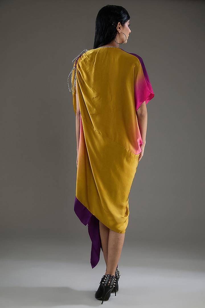 Multi-Colored Ombre Bemberg Satin Ruched Vacation Dress by Inca at Pernia's Pop Up Shop