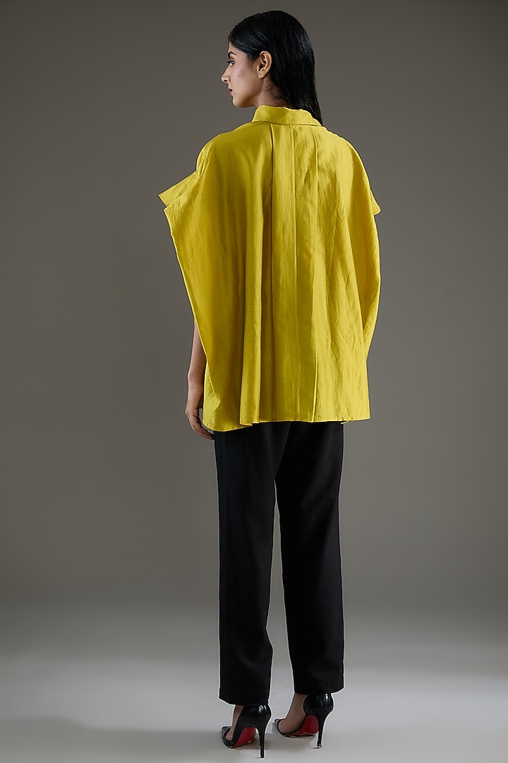 Lime Chanderi Kantha Embroidered Shirt by Inca at Pernia's Pop Up Shop