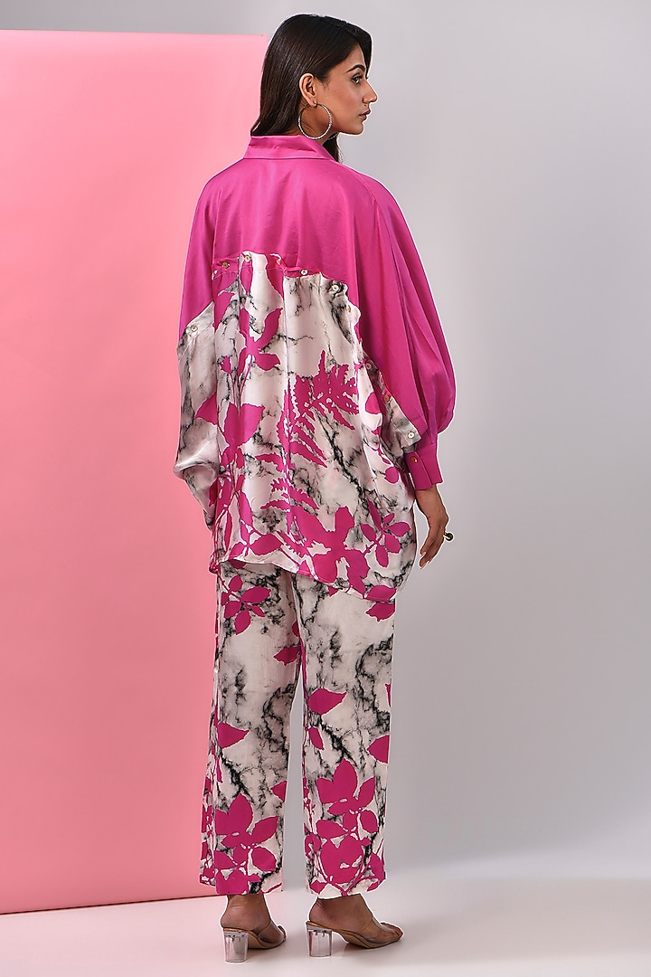 Fuchsia Silk Chanderi Kantha Embroidered Shirt by Inca at Pernia's Pop Up Shop