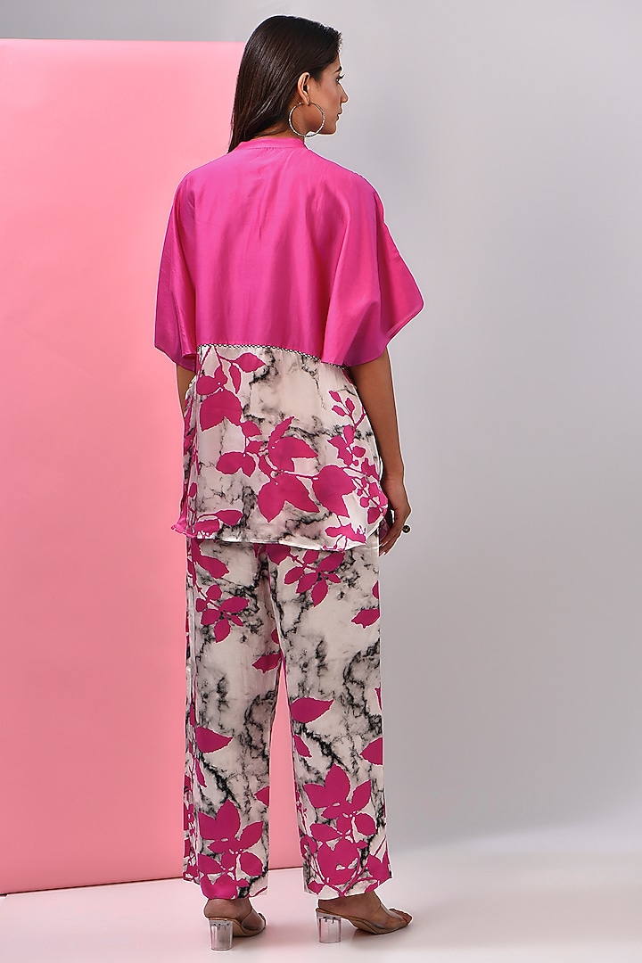 Fuchsia Silk Chanderi Kantha Embroidered Shirt by Inca at Pernia's Pop Up Shop