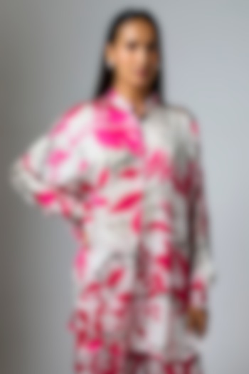 Pink & Gulmohar Bemberg Satin Digital Printed Shirt by Inca at Pernia's Pop Up Shop