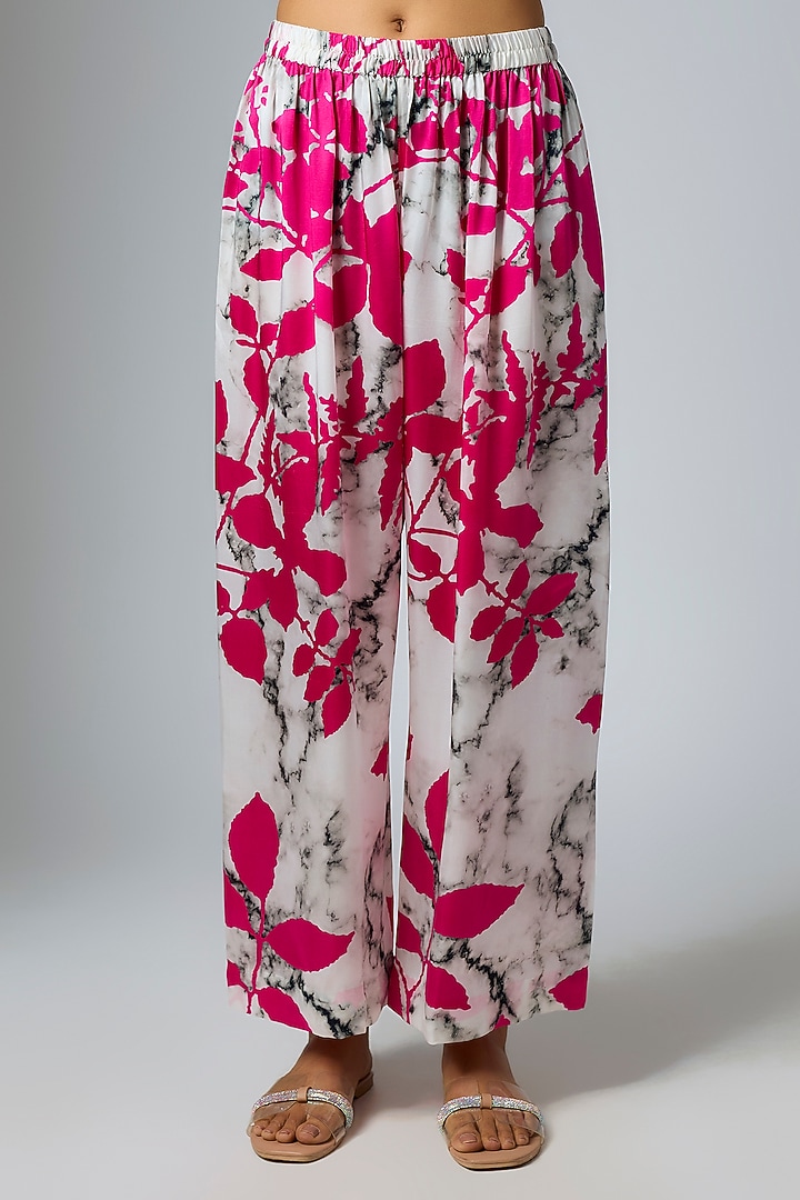 Pink & Gulmohar Bemberg Satin Digital Printed Trousers by Inca at Pernia's Pop Up Shop