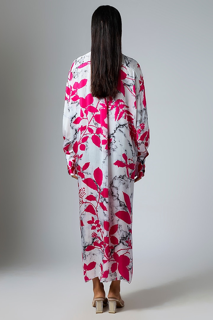 Pink & Gulmohar Bemberg Satin Digital Printed Knot Shirt by Inca at Pernia's Pop Up Shop