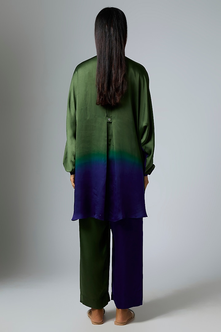 Blue & Green Ombre Bemberg Satin Co-Ord Set by Inca at Pernia's Pop Up Shop