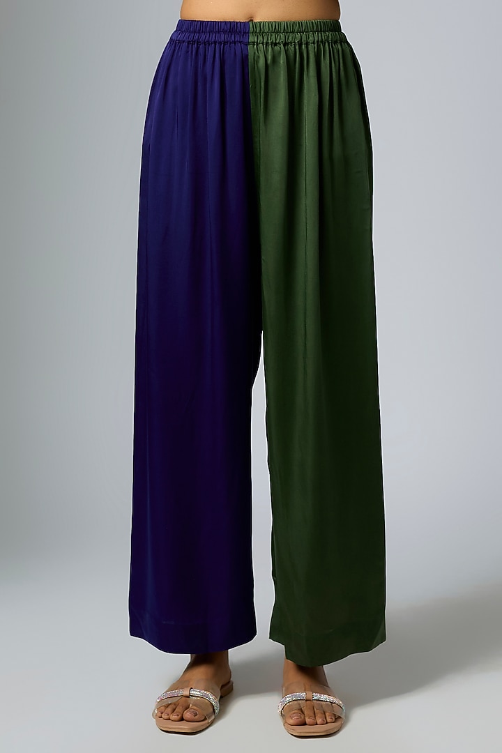 Blue & Green Ombre Bemberg Satin Co-Ord Set by Inca at Pernia's Pop Up Shop