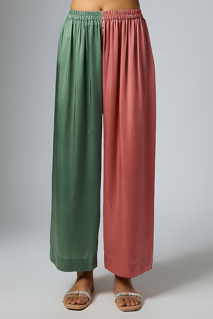 Blush Pink & Sage Green Ombre Bemberg Satin Co-Ord Set by Inca at Pernia's Pop Up Shop