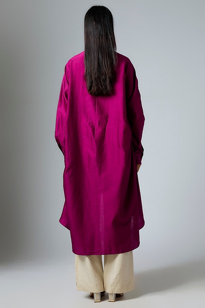 Plum Silk Chanderi Shirt by Inca at Pernia's Pop Up Shop
